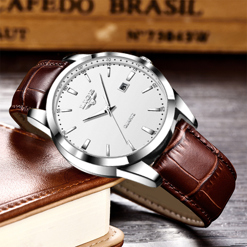 LIGE Man Watch Fashion Leather – обзор и цена Leather Watch Band Men