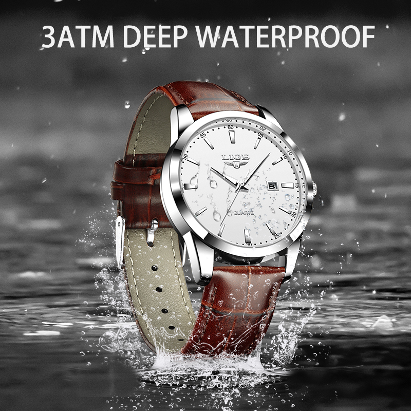 LIGE Man Watch Fashion Leather – обзор и цена Leather Watch Band Men