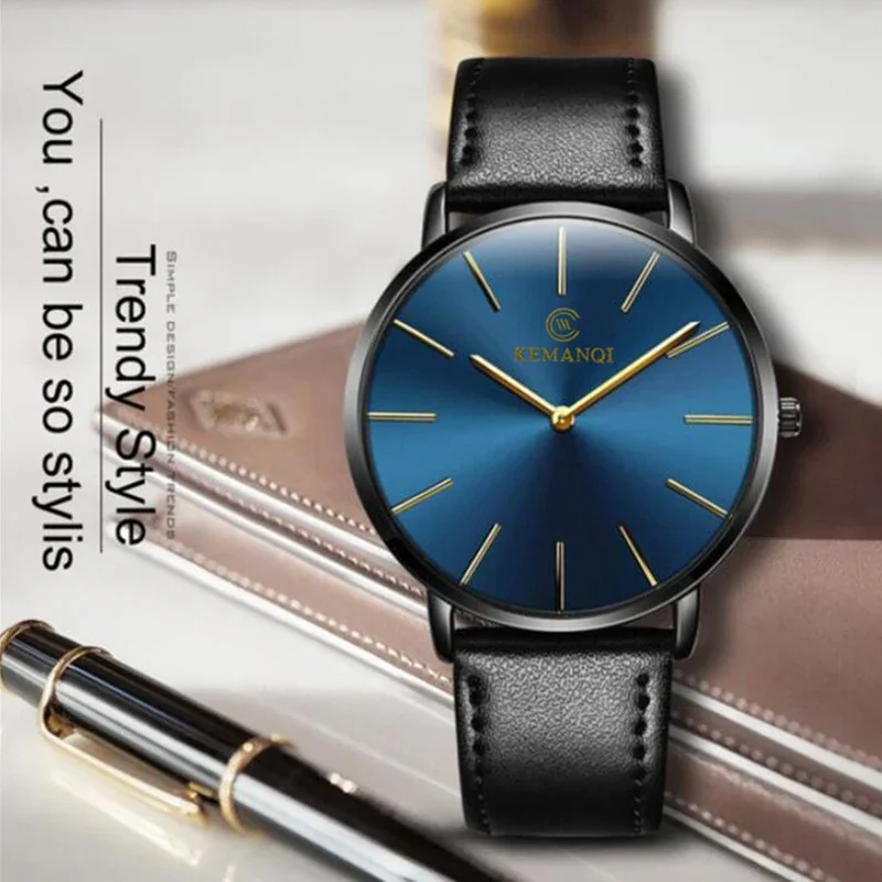 Fashion Ultra Thin Men's Quart – обзор и цена Leather Watch Band Men