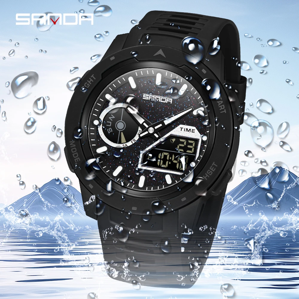 SANDA new men's fluorescent wa – обзор и цена Rubber Strap Diver
