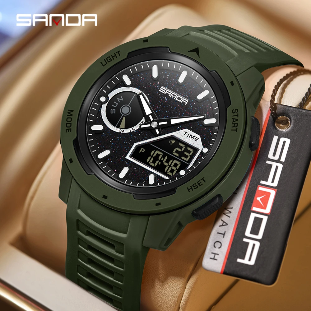 SANDA new men's fluorescent wa – обзор и цена Rubber Strap Diver