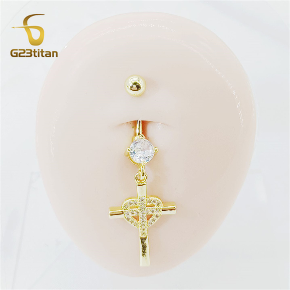 CZ Heart Cross Zircon Dangled  – обзор и цена Curved Spring Bar