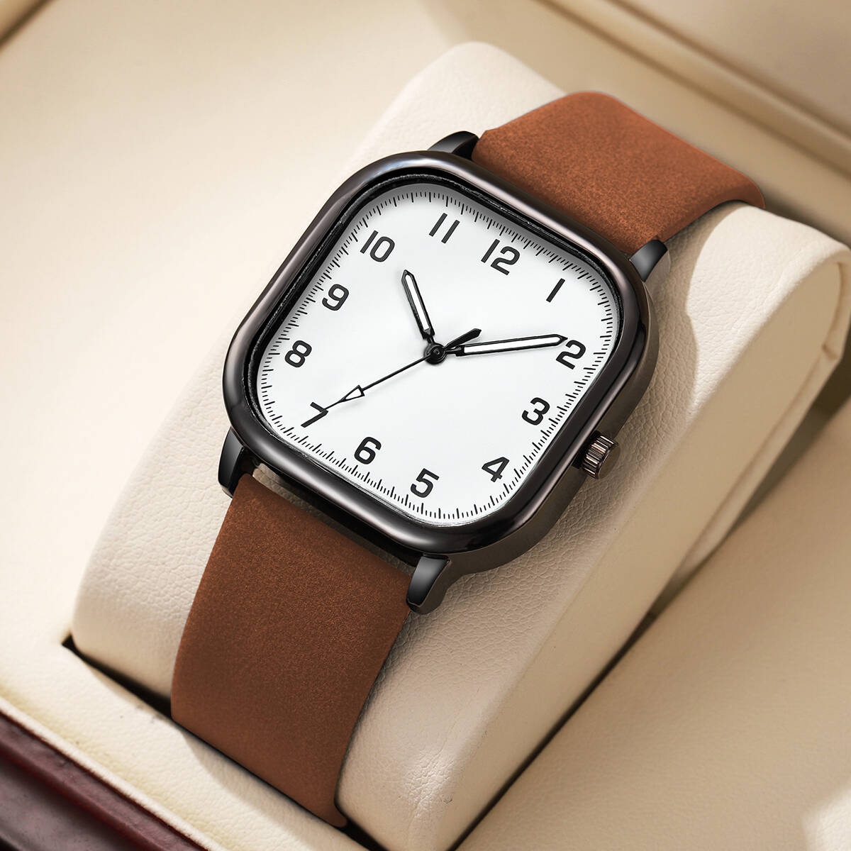Fashion Square Men Watches Sim – обзор и цена Leather Watch Band Men