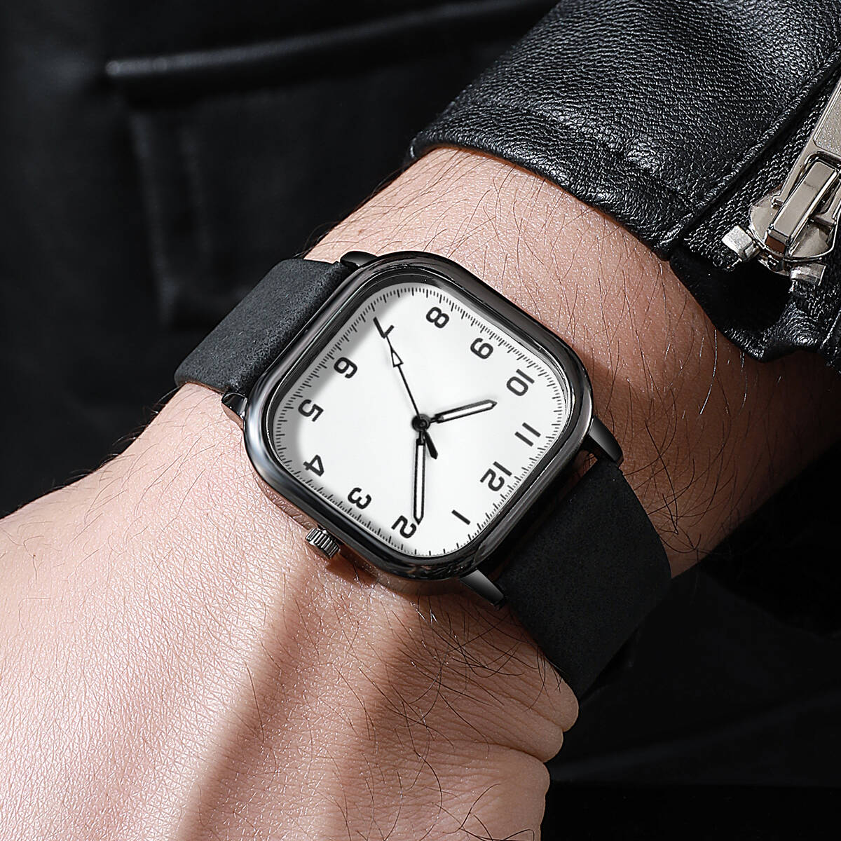 Fashion Square Men Watches Sim – обзор и цена Leather Watch Band Men