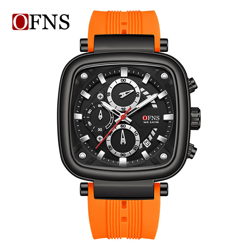 OFNS square waterproof sports  – обзор и цена Rubber Strap Diver