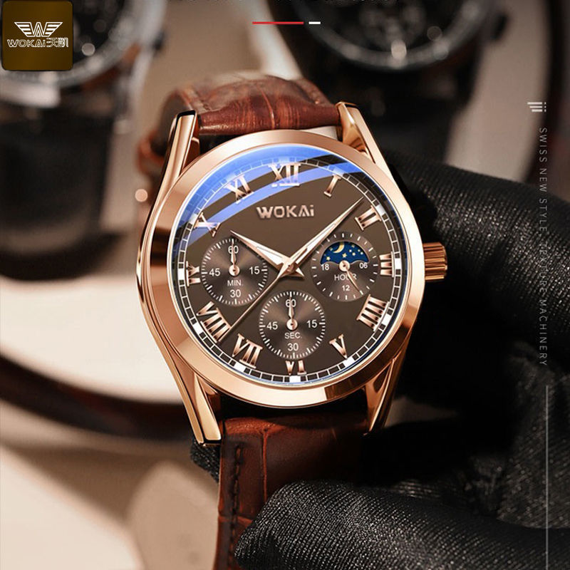 WOKAI Fashion Casual Business  – обзор и цена Leather Watch Band Men