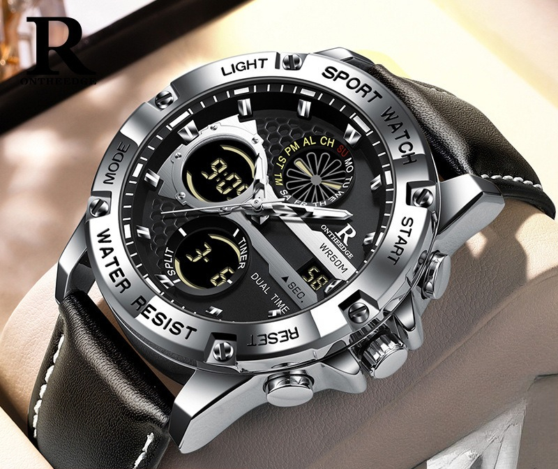 Fashion Men’s Big Face Quartz  – обзор и цена Leather Watch Band Men