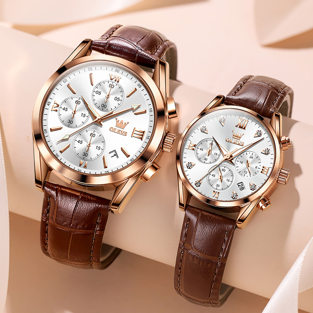OLEVS Couple Watch for Men Wom – обзор и цена Leather Watch Band Men