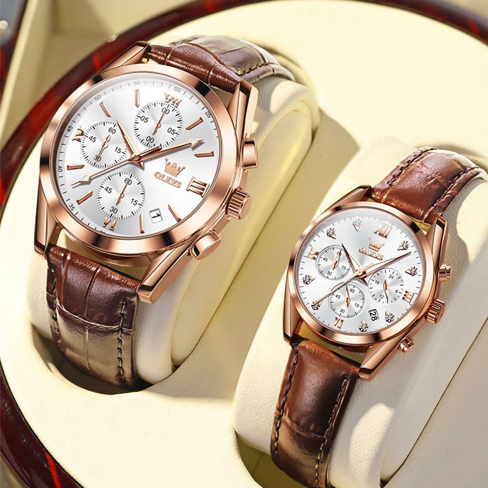 OLEVS Couple Watch for Men Wom – обзор и цена Leather Watch Band Men