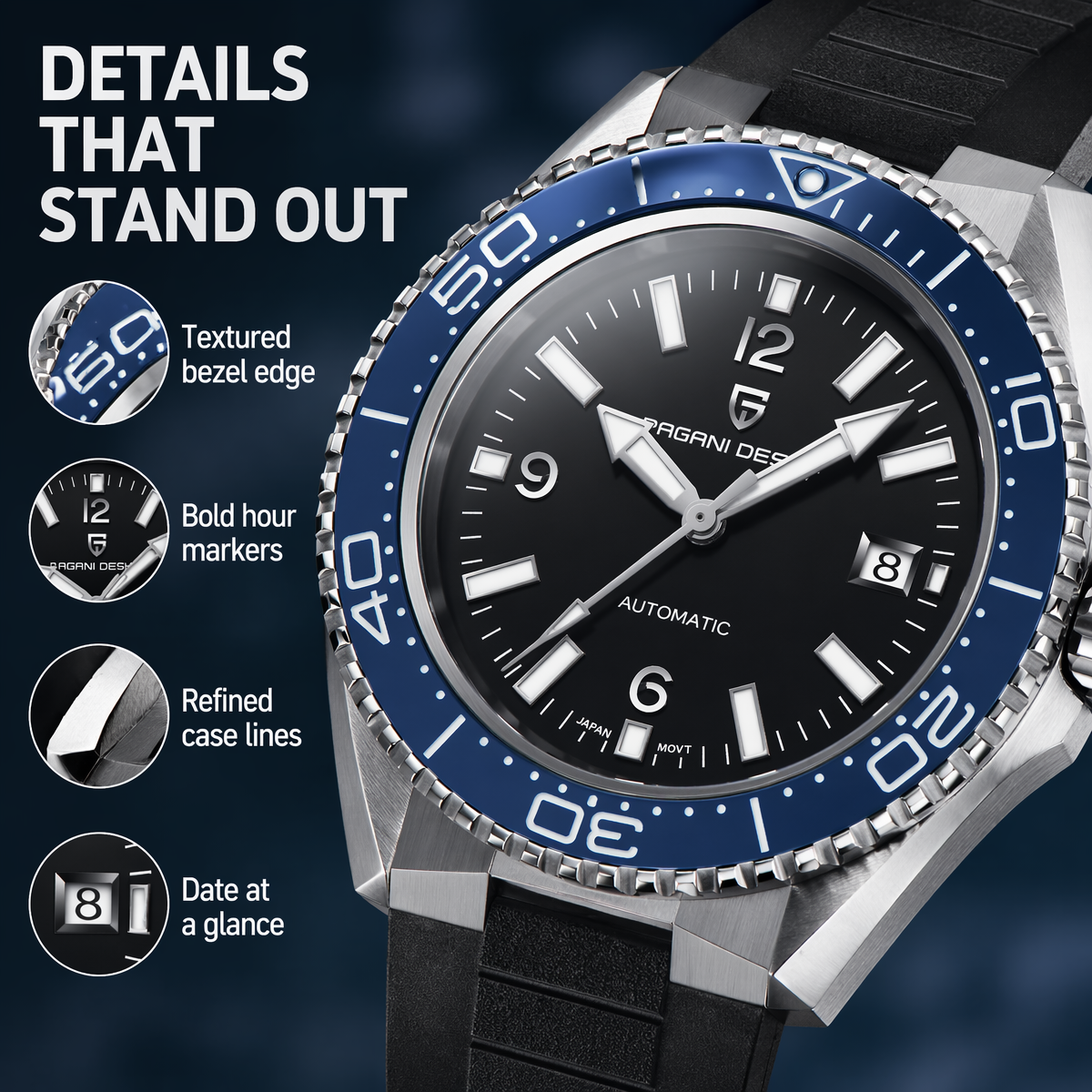 Pagani Design New Men's Mechan – обзор и цена Rubber Strap Diver