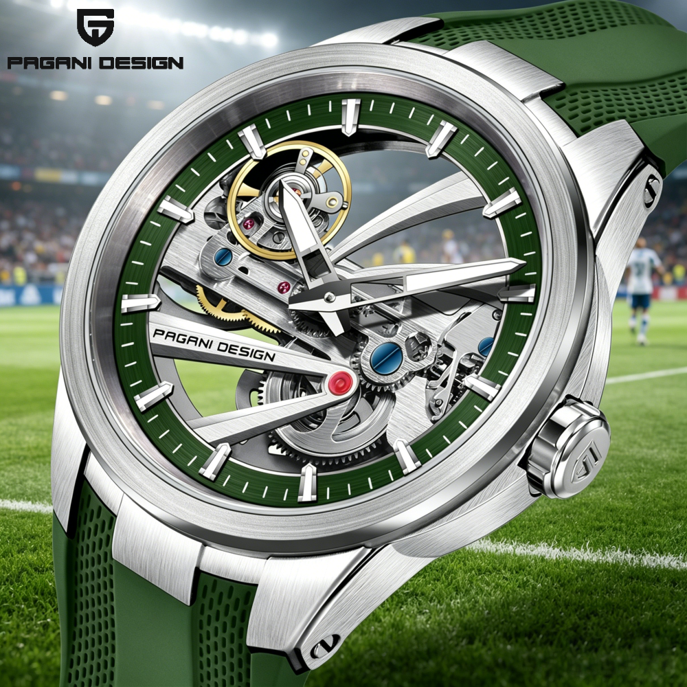 Green Skeleton PAGANI DESIGN P – обзор и цена Rubber Strap Diver