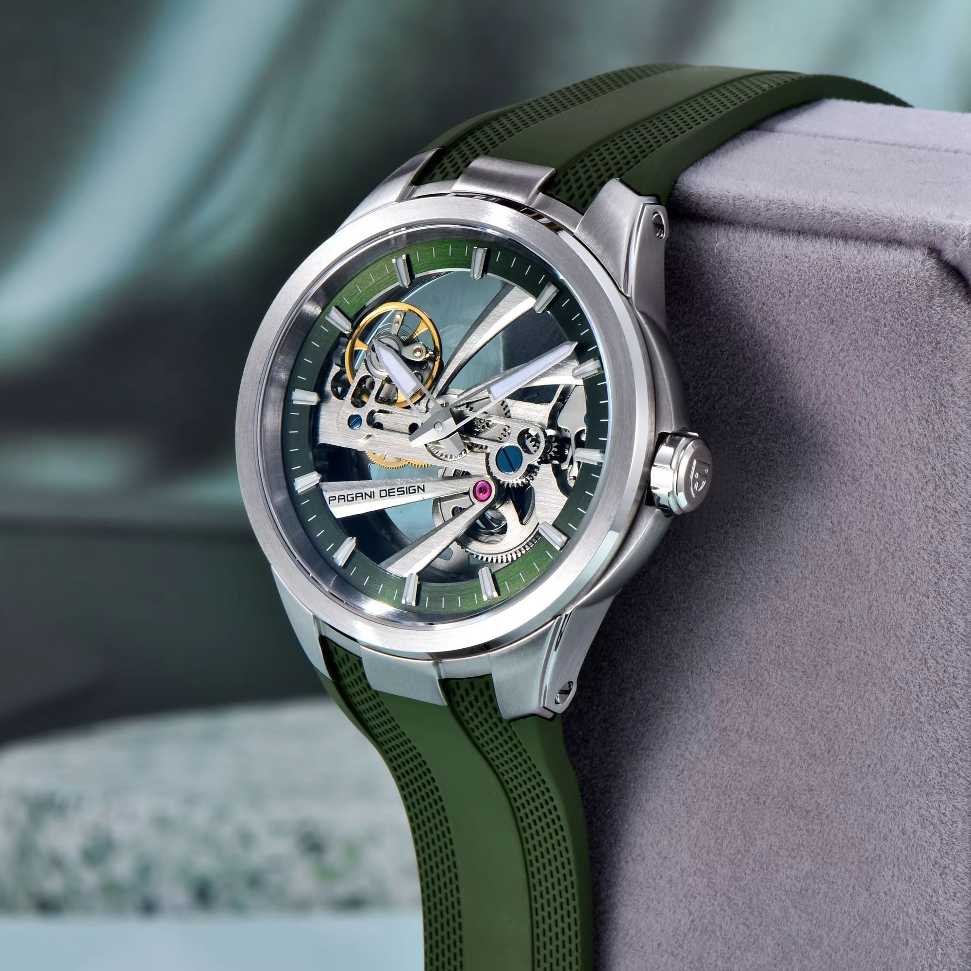 Green Skeleton PAGANI DESIGN P – обзор и цена Rubber Strap Diver