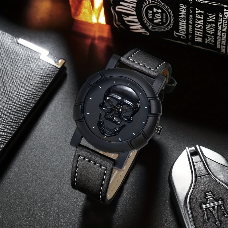 Skull Pattern Multi Display Po – обзор и цена Leather Watch Band Men
