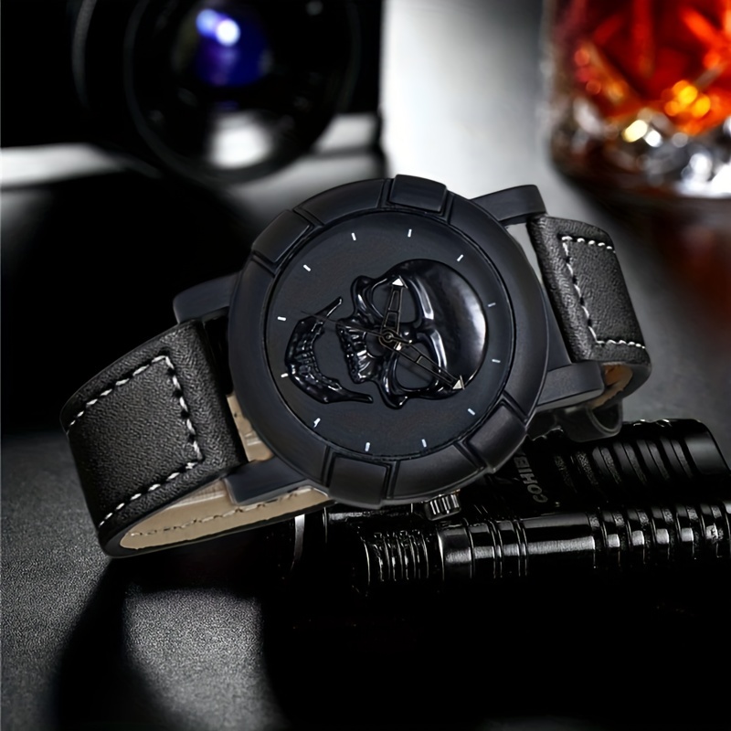 Skull Pattern Multi Display Po – обзор и цена Leather Watch Band Men