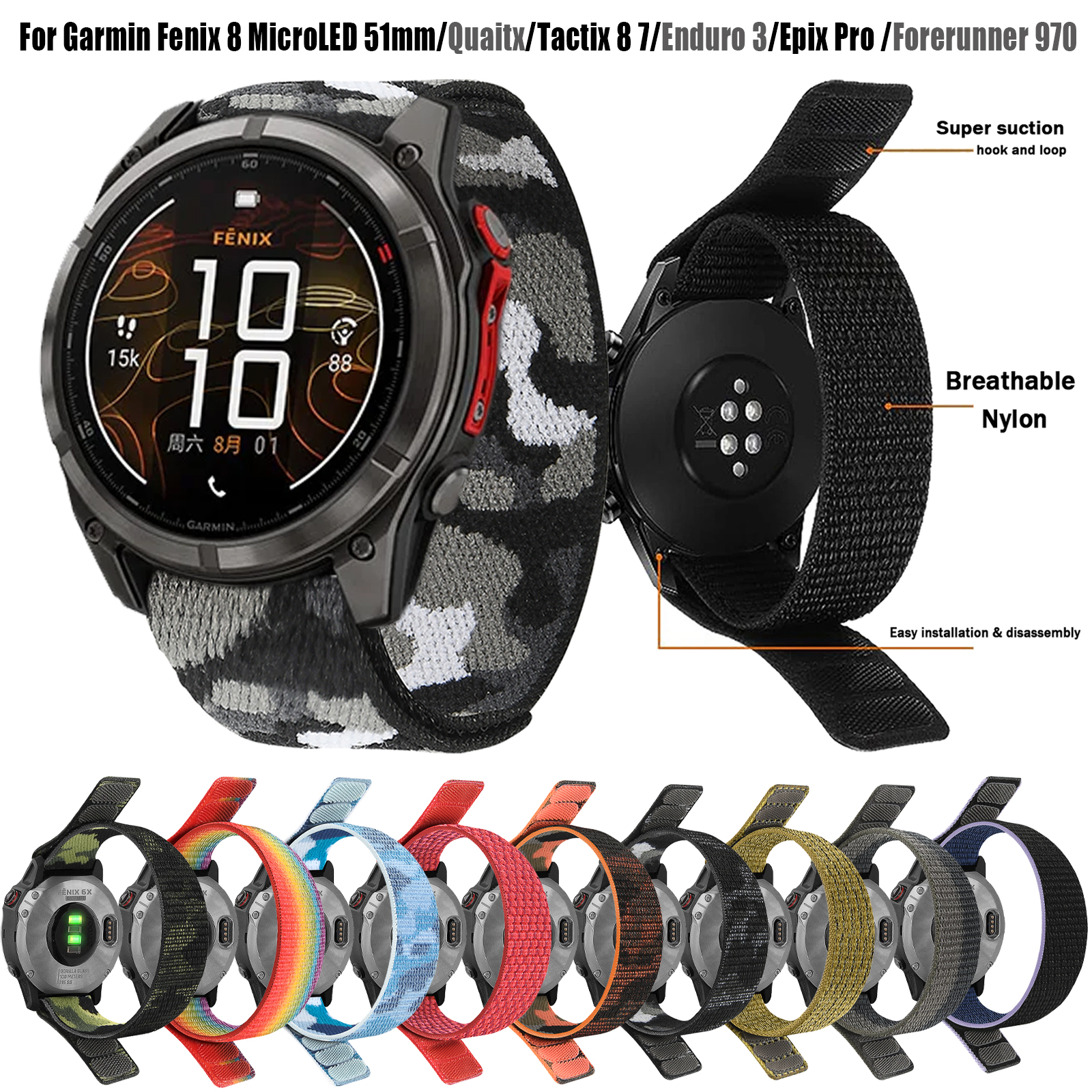 22mm 26mm Nylon QuickFit Strap – обзор и цена Sport Loop Velcro
