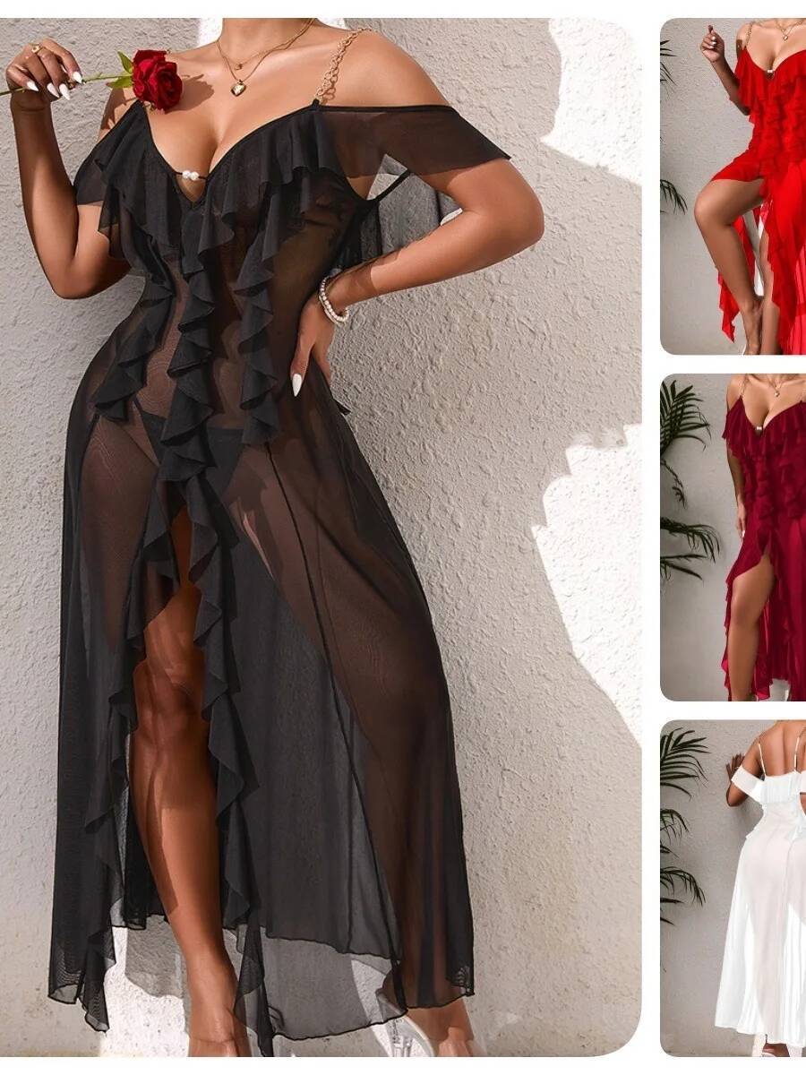 Solid Color Mesh Nightdress Wi – обзор и цена Mesh Strap Metal