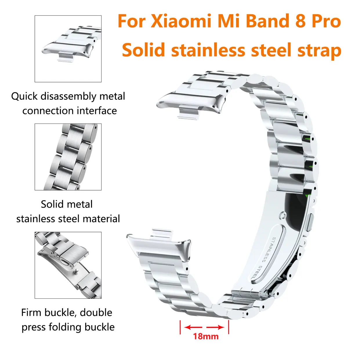 Suitable for Xiaomi band 8pro  – обзор и цена Mesh Strap Metal