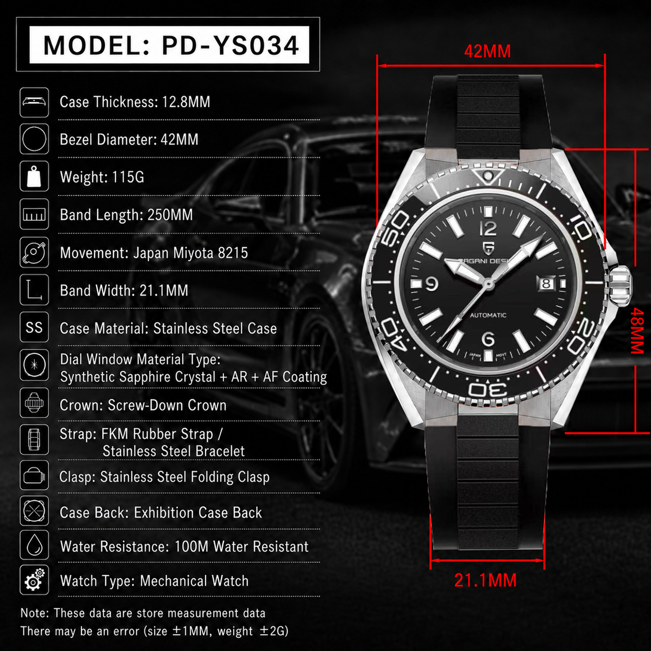 Pagani Design Luxury Men's Aut – обзор и цена Rubber Strap Diver