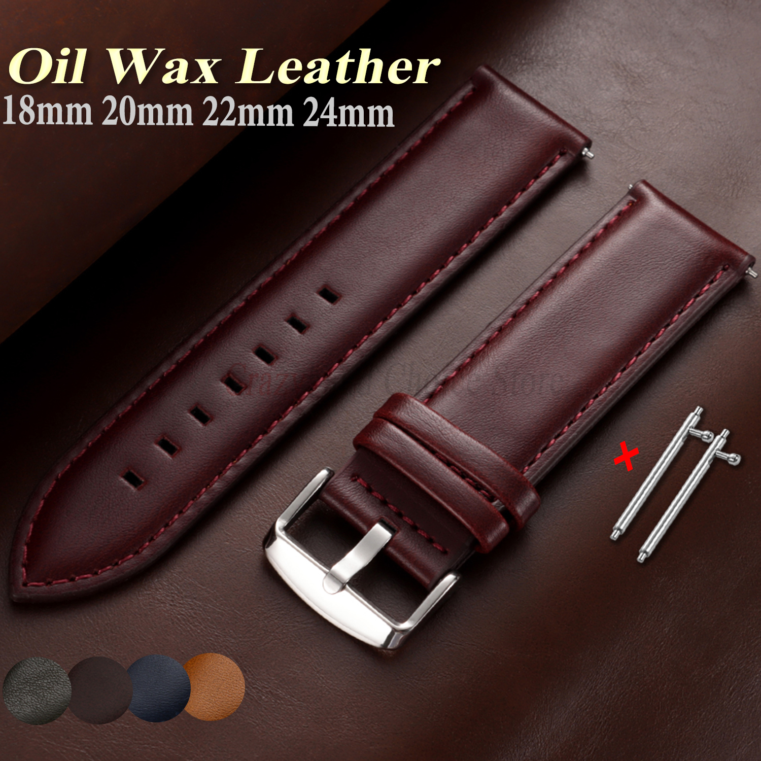 Oil Wax Cowhide Watch Band 18m – обзор и цена Leather Strap Quick Release